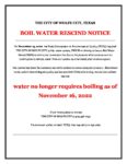 Boil Water Rescind Notice 11/16/2022