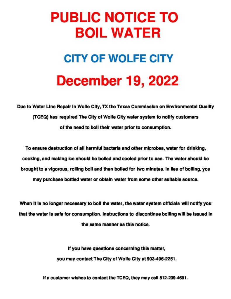 Boil Water Notice 12/19/2022