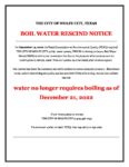 BOIL WATER has been LIFTED 12/21/22