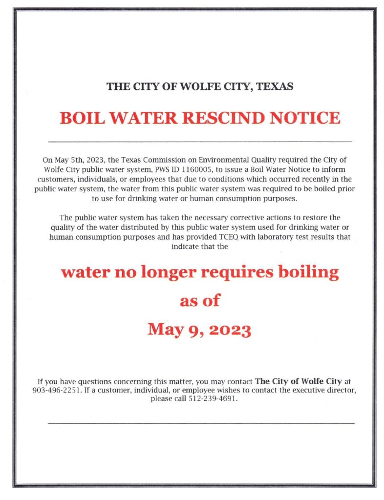 Boil Water Notice  City of Corinth Texas